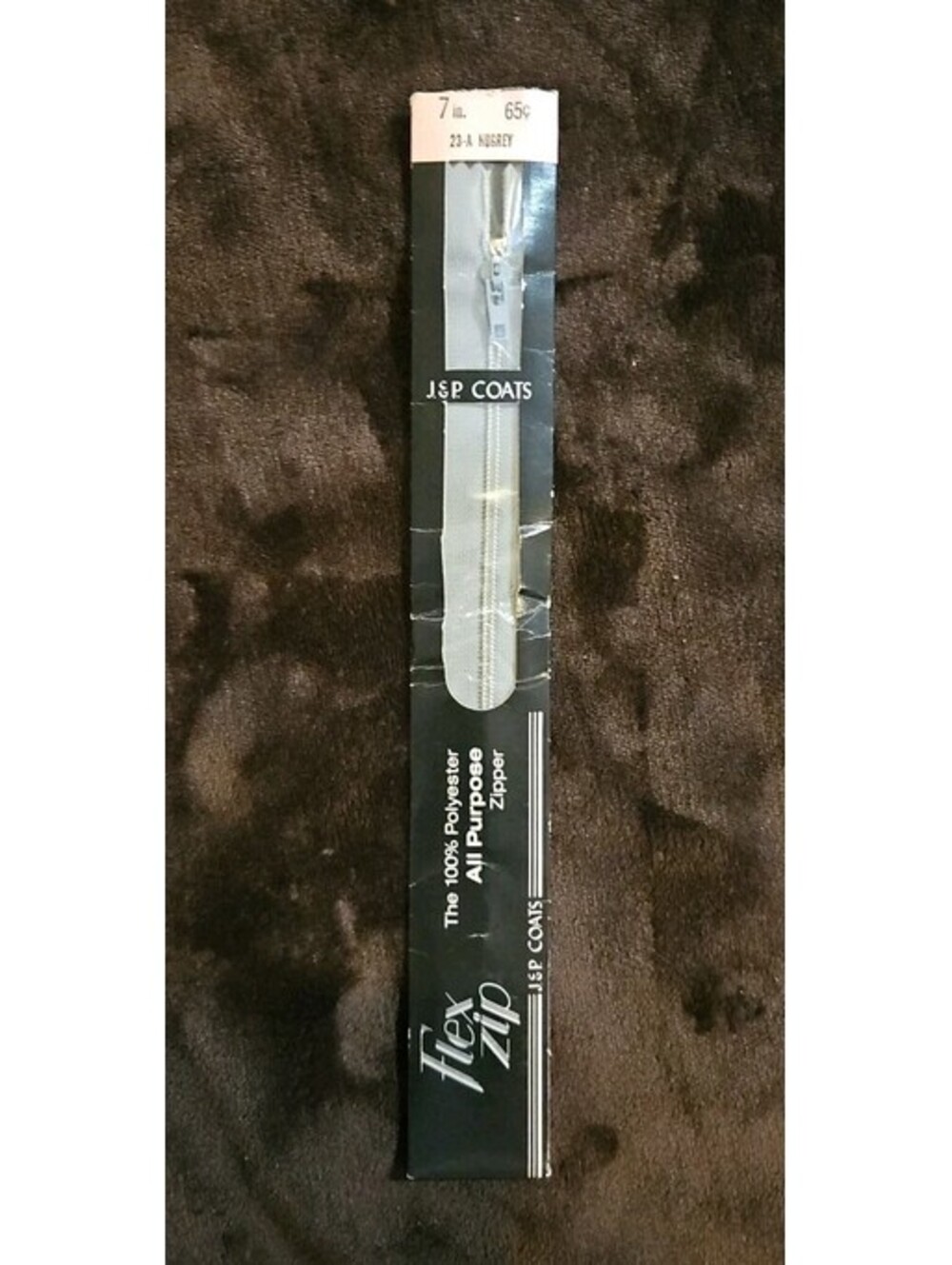 J&P Coats 7 Inch Grey All Purpose Zipper 1.25"